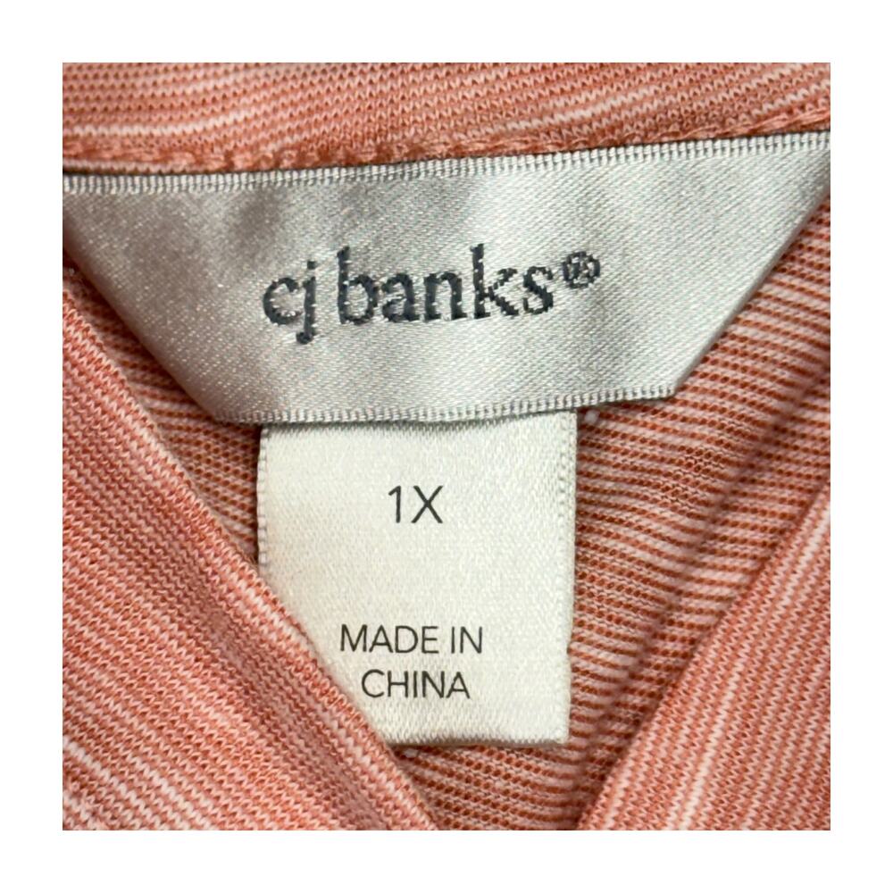 CJ Banks Coral Henley Shirt 1X - Picture 2 of 8